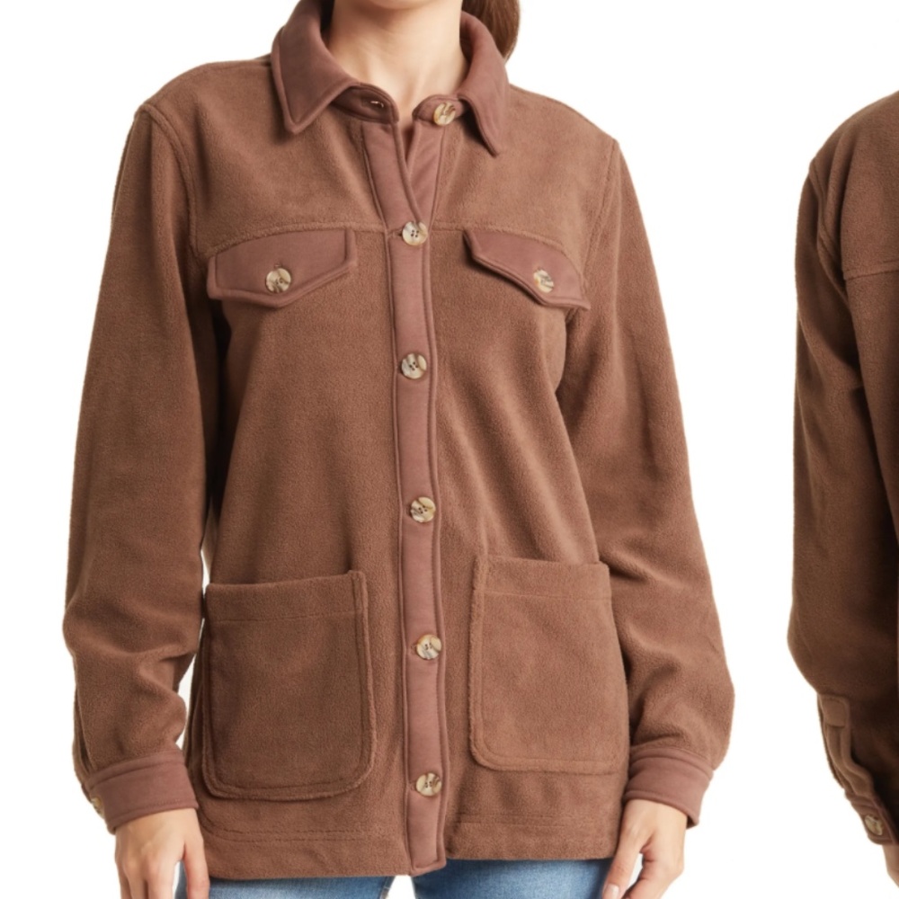 Blank NYC Fleece Oversized Shacket, small